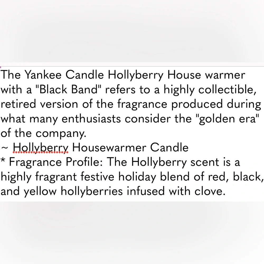 Yankee Candle Jar Hollyberry Rare Vintage Black Band Holiday Candle Red 14.5 Oz